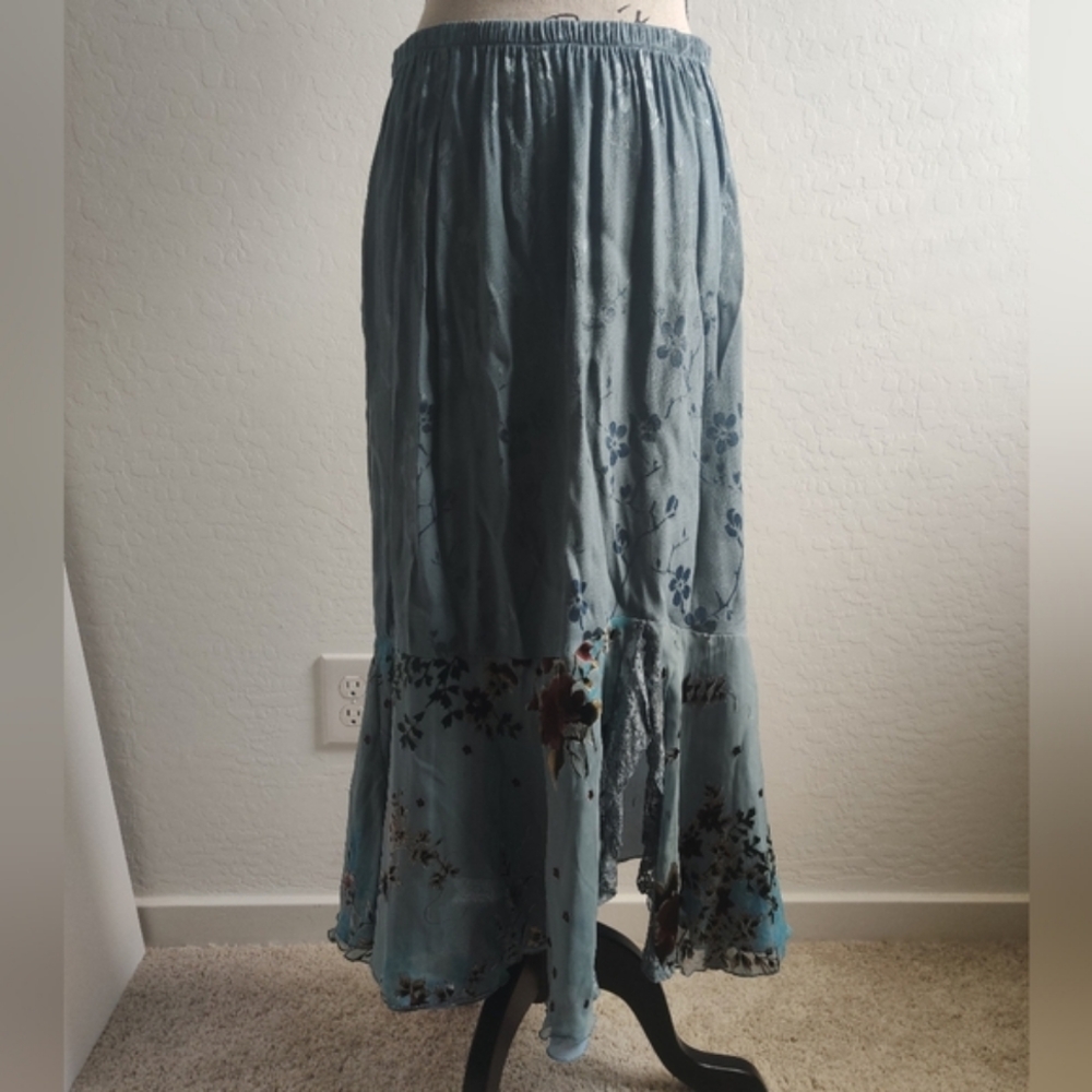 Vintage Violet Kay Floral fairy mermaid trumpet silk-blend lace Maxi Skirt_PXL